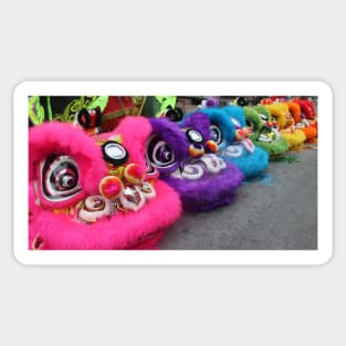 Colorful Chinese Dragon masks on a festival 2 Sticker
